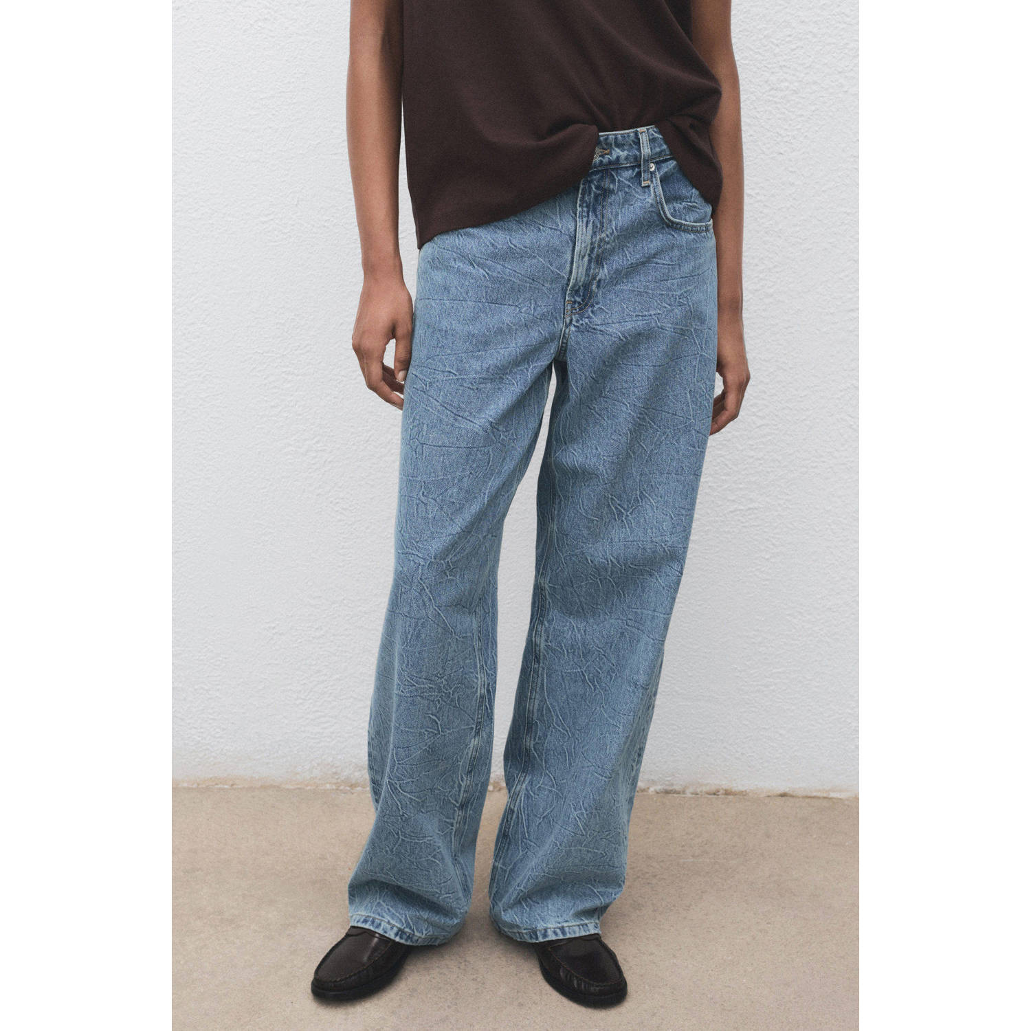Mango high waist straight leg jeans light blue denim