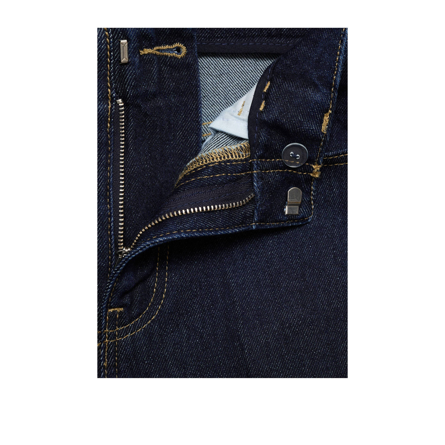 Mango denim straight high waist jort donkerblauw