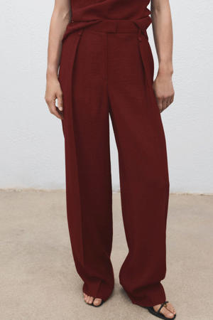 straight high waist pantalon donkerrood