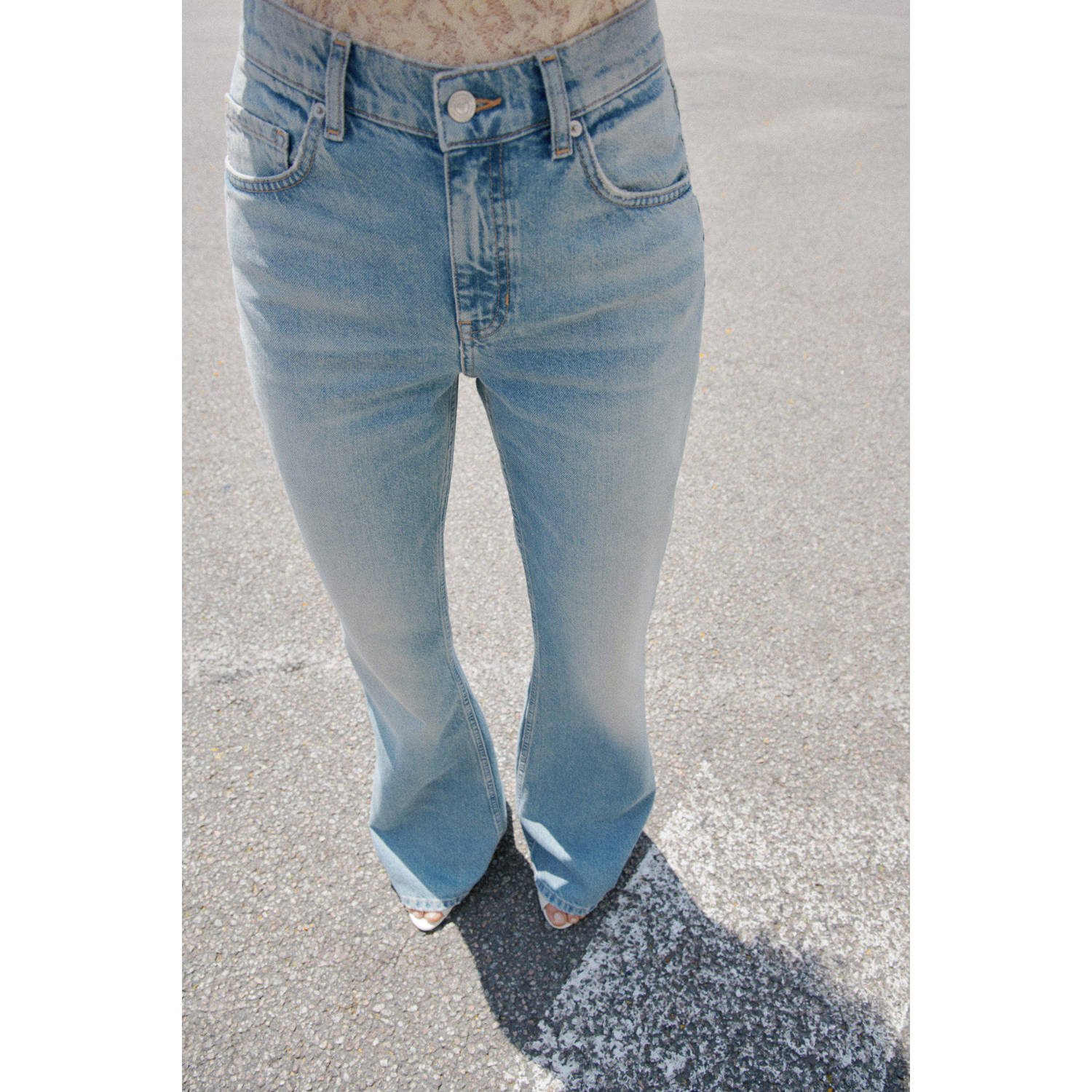 Mango flared jeans light blue denim