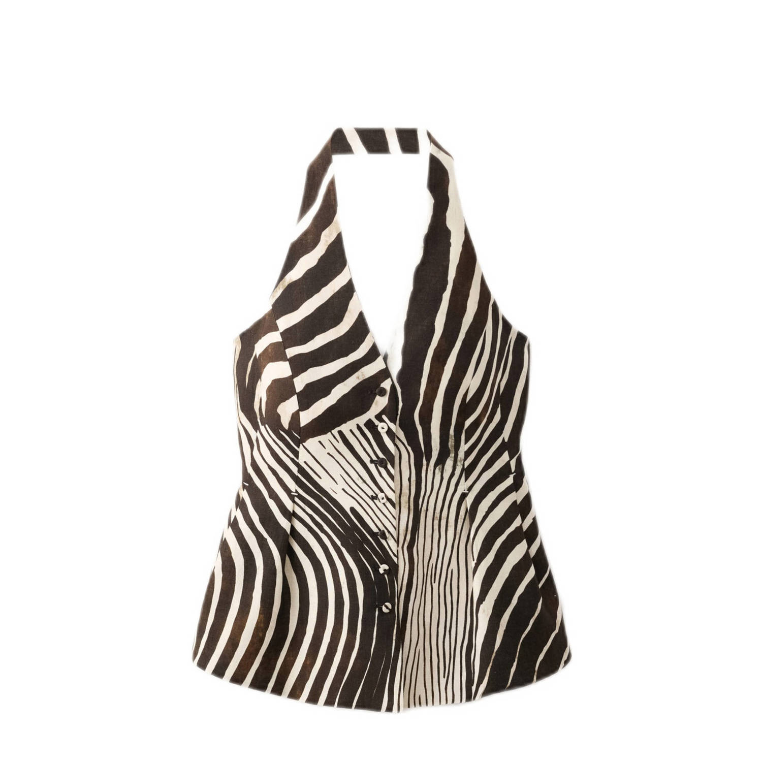 Mango linnen gilet bruin