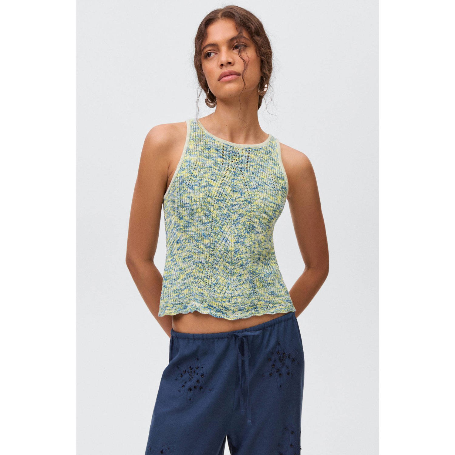MANGO TEEN mouwloze top groen gebreid
