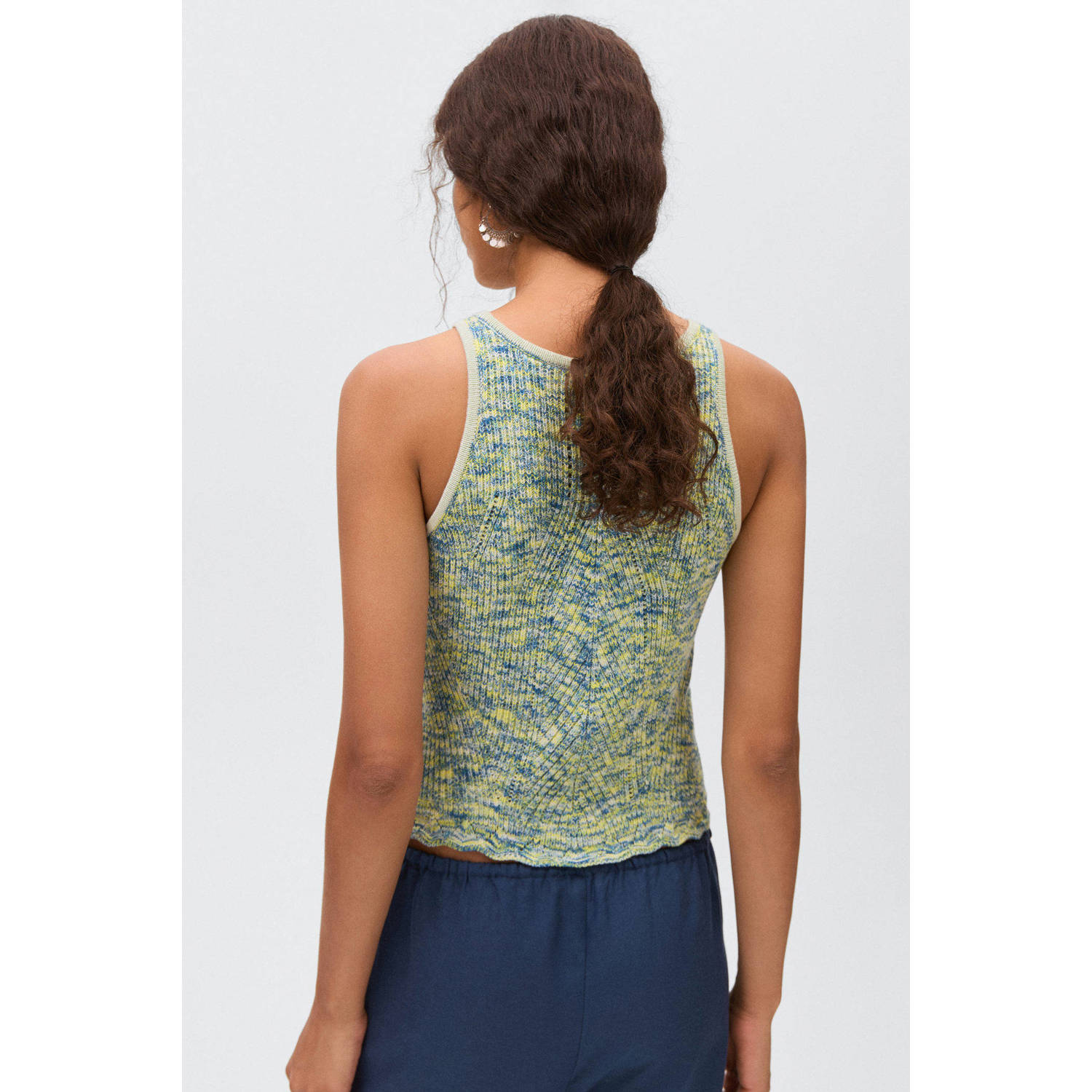 MANGO TEEN mouwloze top groen gebreid