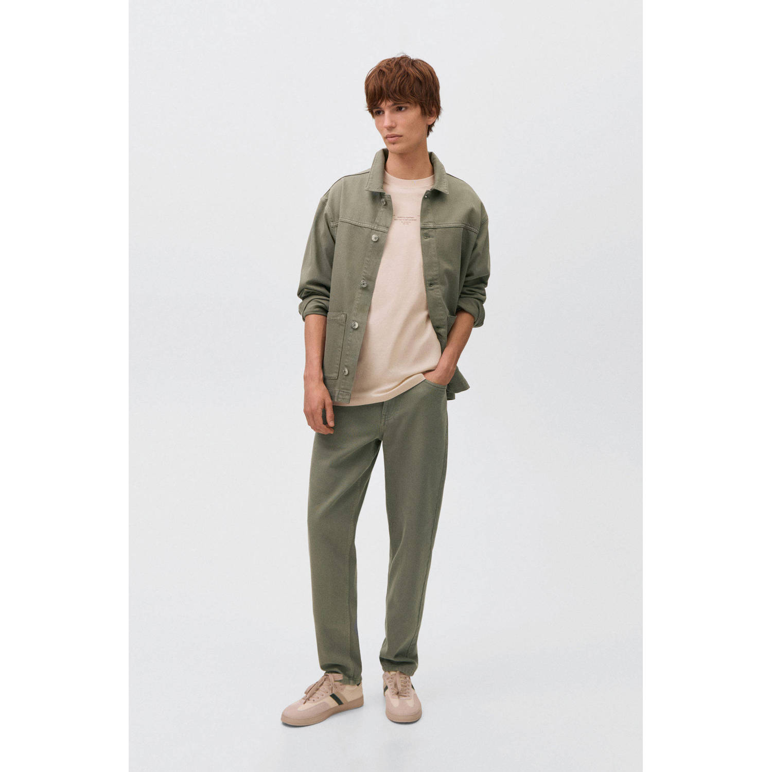 MANGO TEEN denim spijkerjas herfst lichtkaki