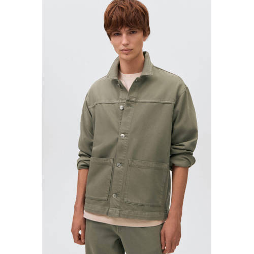 MANGO TEEN denim spijkerjas herfst lichtkaki afbeelding