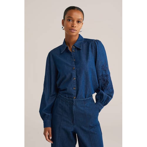 WE Fashion Blue Ridge blouse dark blue denim afbeelding