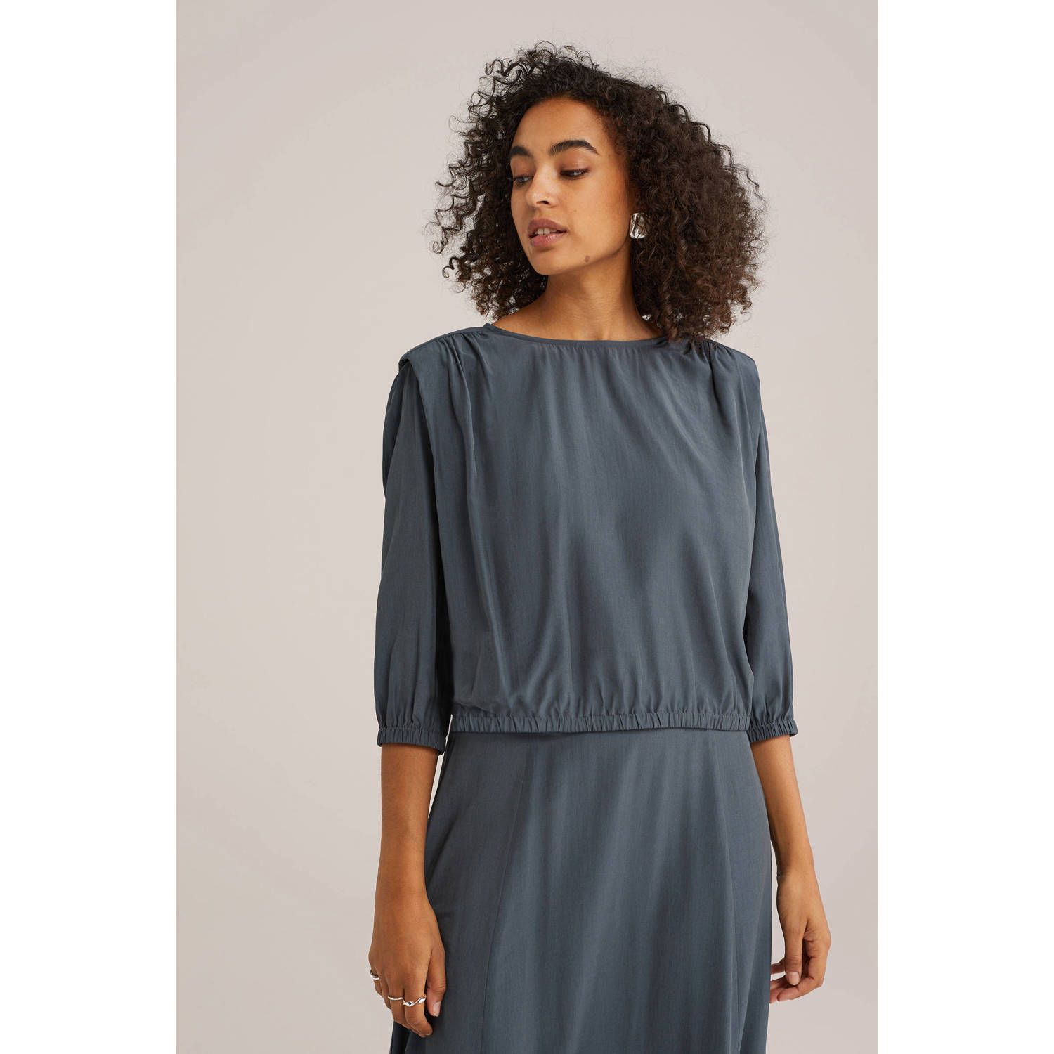 WE Fashion blousetop grijsblauw