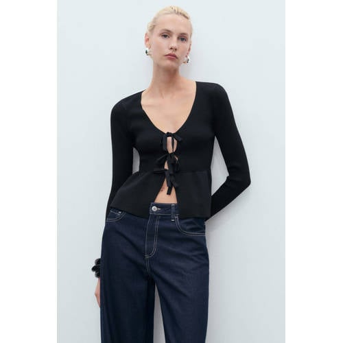 Mango gebreid vest zwart afbeelding