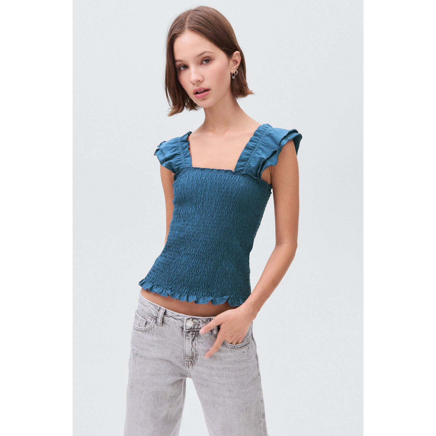 MANGO TEEN mouwloze top blauw