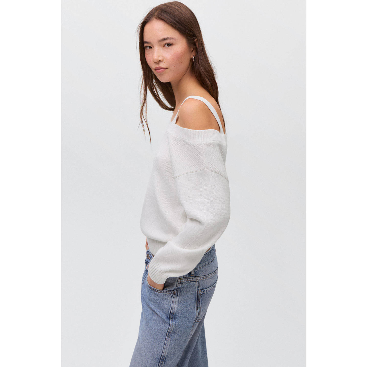 MANGO TEEN trui wit fijn gebreid