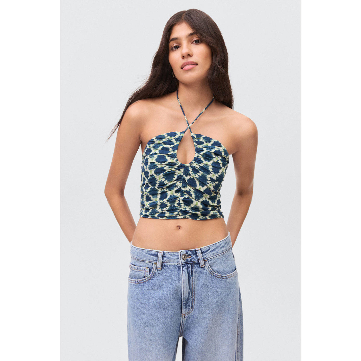 MANGO TEEN haltertop blauw