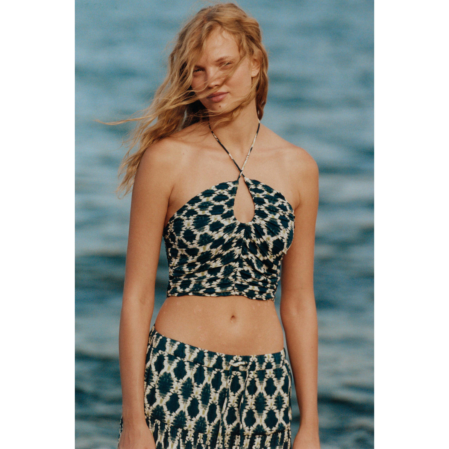 MANGO TEEN haltertop blauw