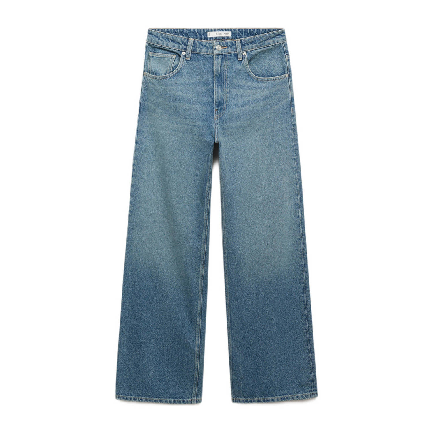Mango high waist wide leg jeans medium blue denim