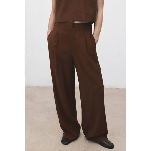 Mango straight regular waist casual broek bruin afbeelding