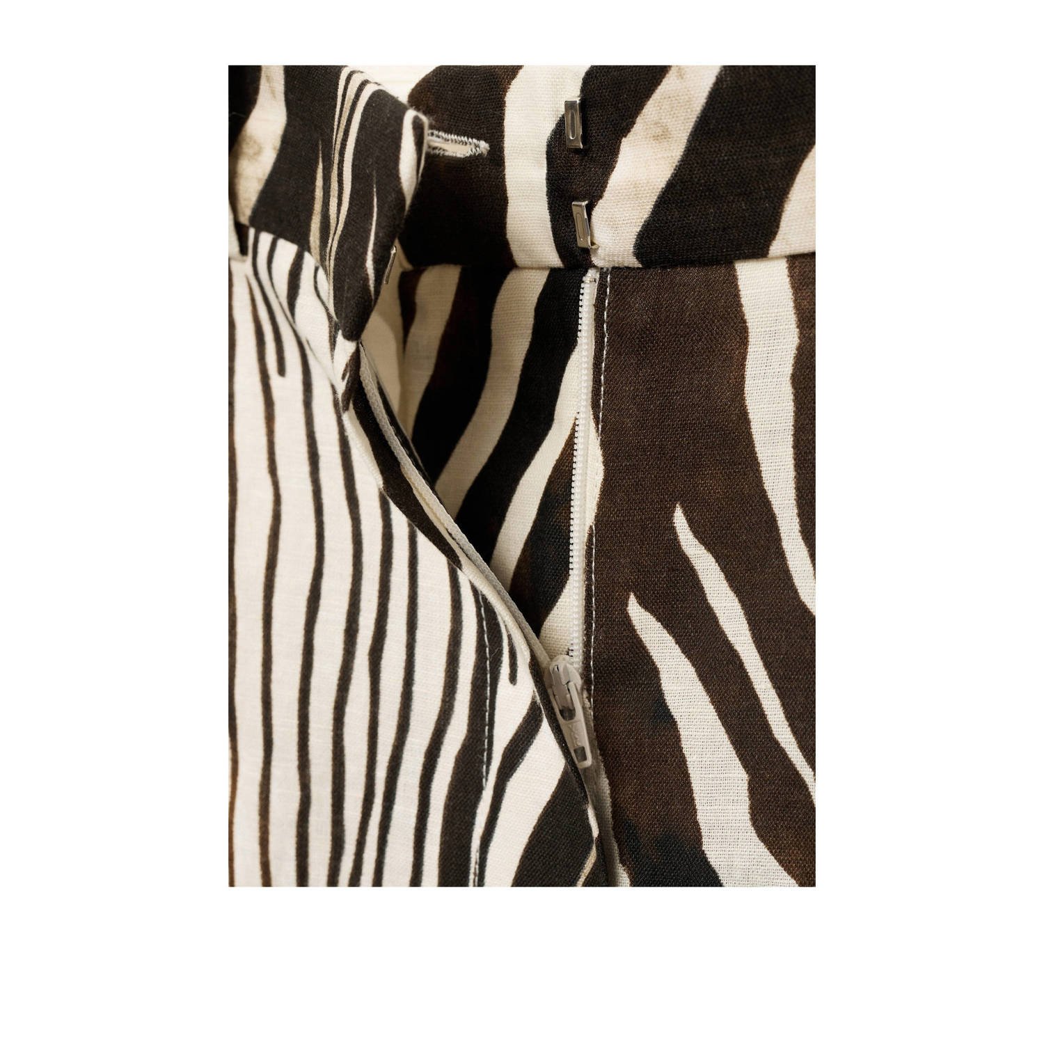 Mango linnen straight high waist broek donkerbruin