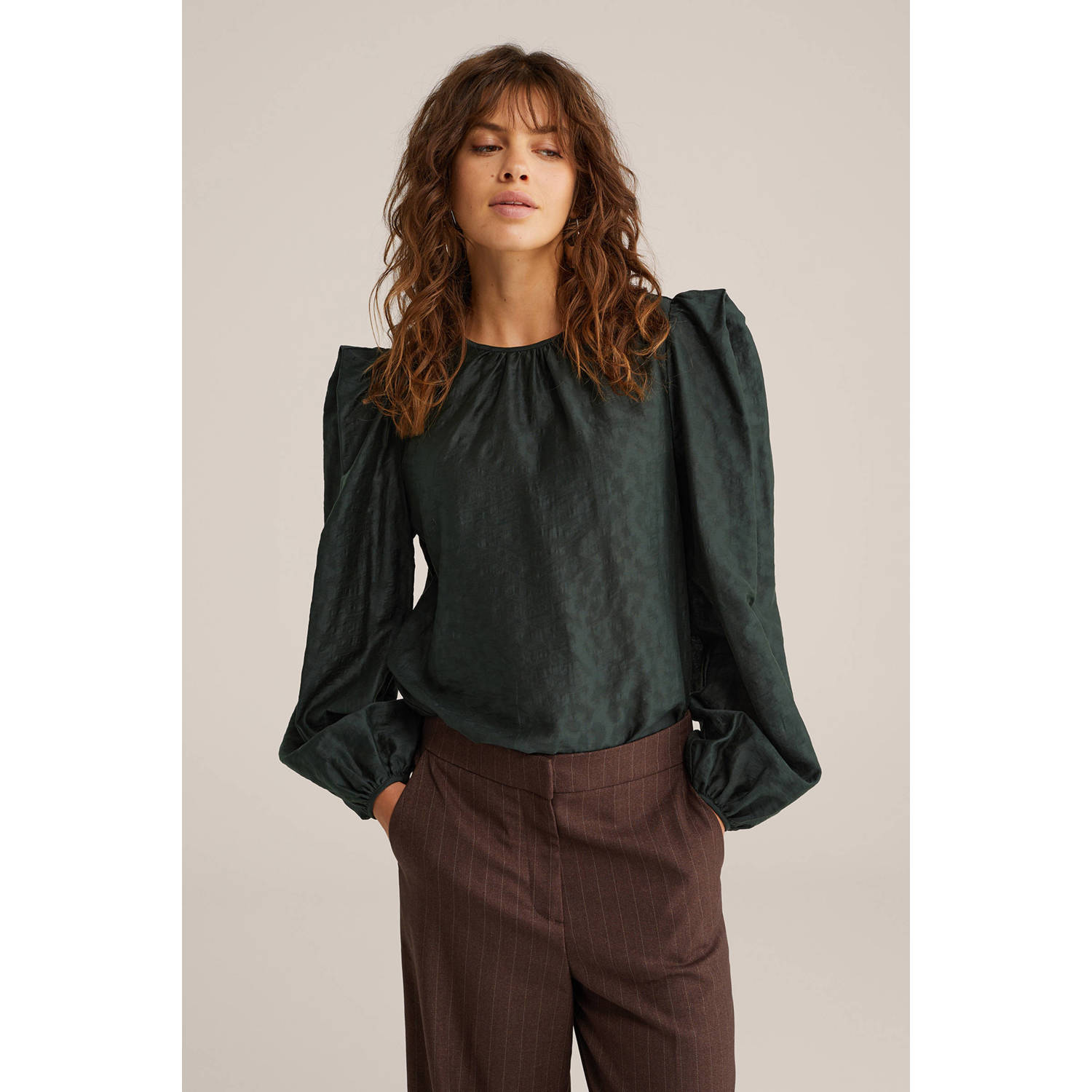 WE Fashion blousetop donkergroen