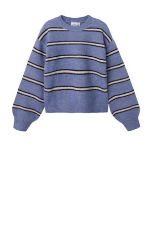 fijn gebreide trui met wol blauw