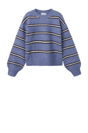 fijn gebreide trui met wol blauw