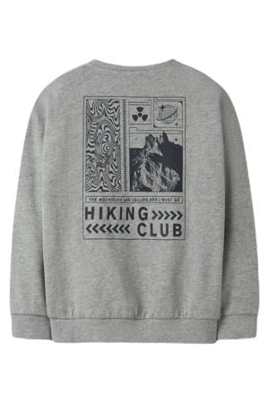 sweater met backprint grijs melange