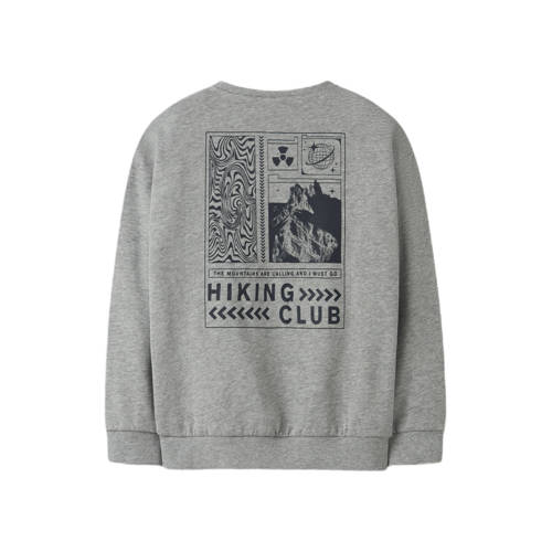 NAME IT KIDS sweater met backprint grijs melange afbeelding