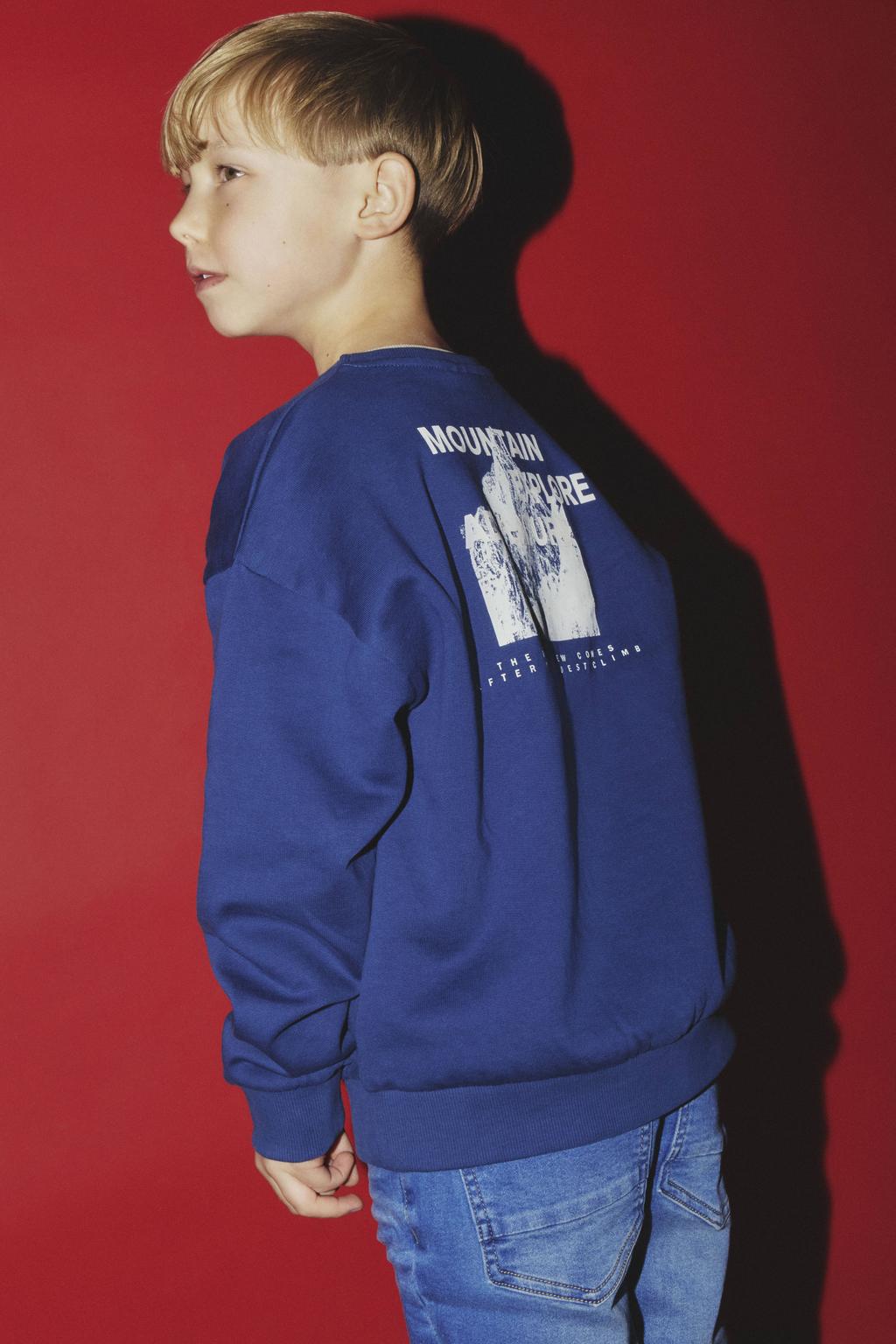 NAME IT KIDS sweater met backprint donkerblauw