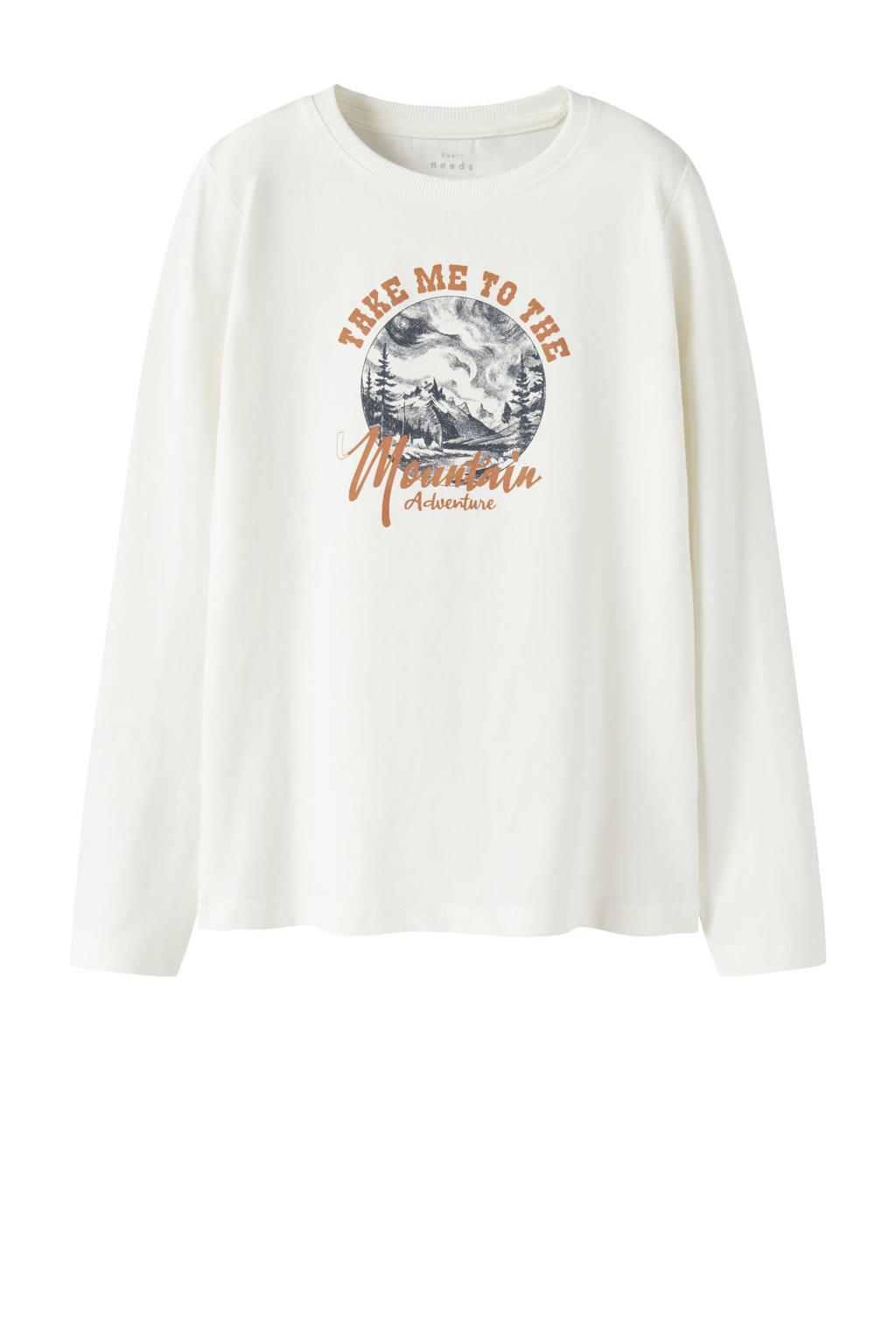 Witte jongens NAME IT KIDS longsleeve van stretchkatoen met printopdruk, lange mouwen en ronde hals