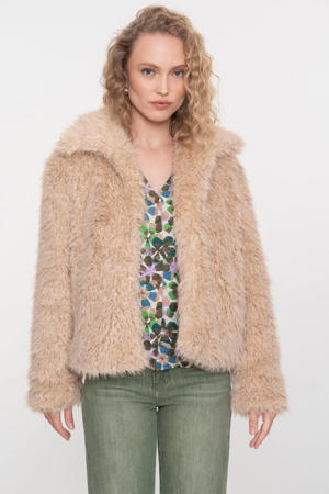 faux fur jas camel