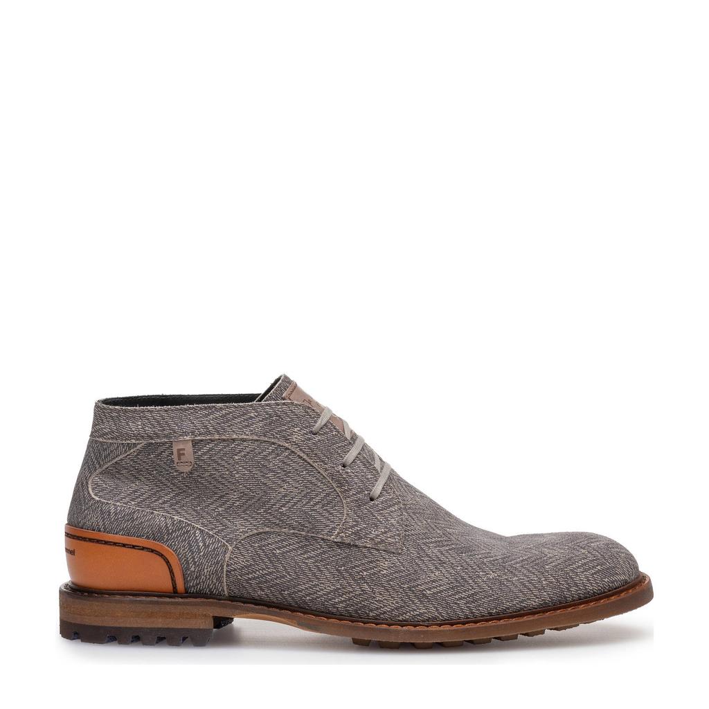 Taupe heren Floris van Bommel Crepi 13.08su suède veterschoenen