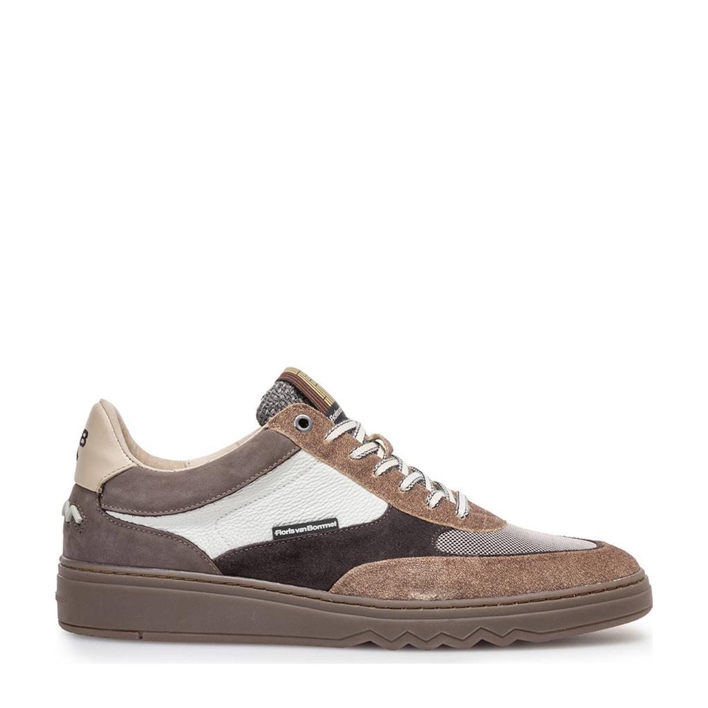 Cognackleurige heren Floris van Bommel De Kupster 05.19 suède sneakers met veters