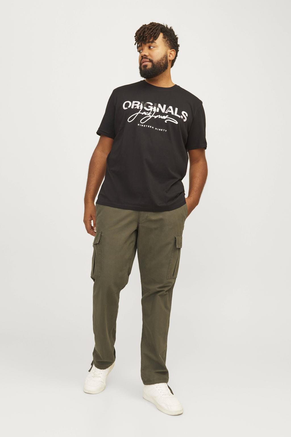 JACK & JONES PLUS SIZE relaxed casual broek olijfgroen
