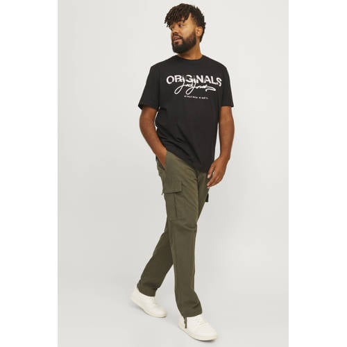 JACK & JONES PLUS SIZE relaxed casual broek olijfgroen afbeelding