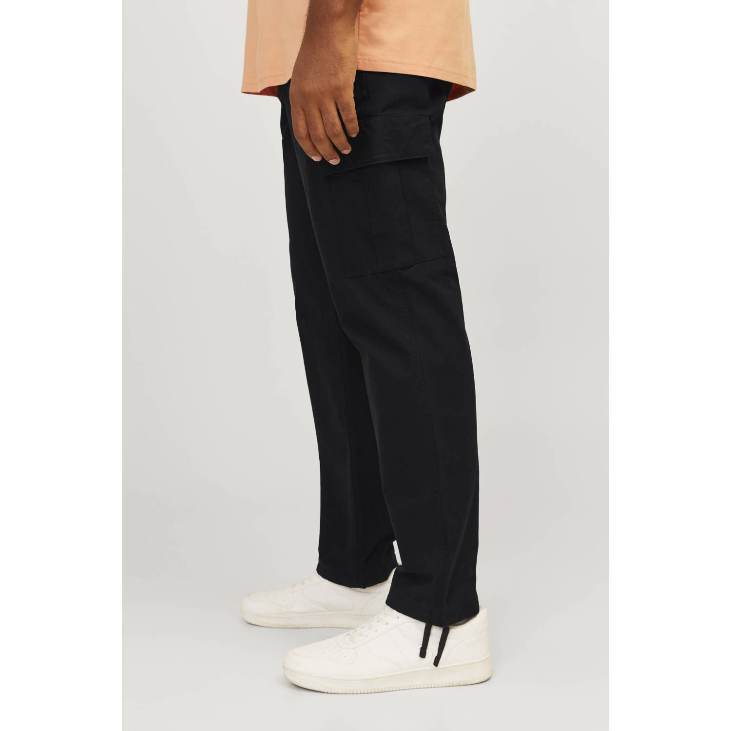 JACK & JONES PLUS SIZE relaxed casual broek zwart