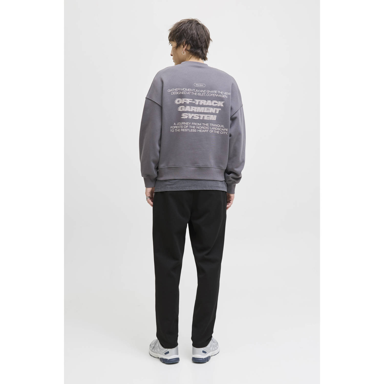 JACK & JONES PANTS STUDIO tapered casual broek zwart