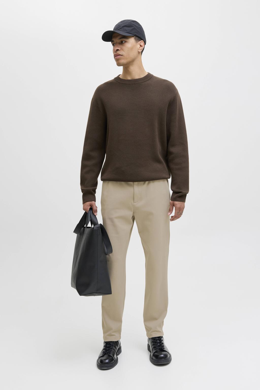JACK & JONES PANTS STUDIO tapered casual broek beige