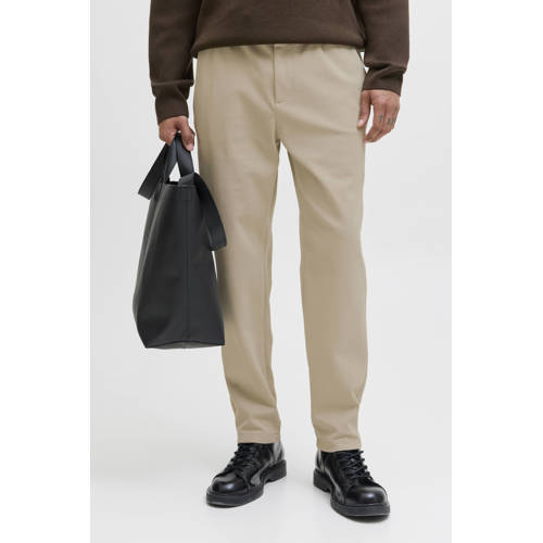 JACK & JONES PANTS STUDIO tapered casual broek beige afbeelding
