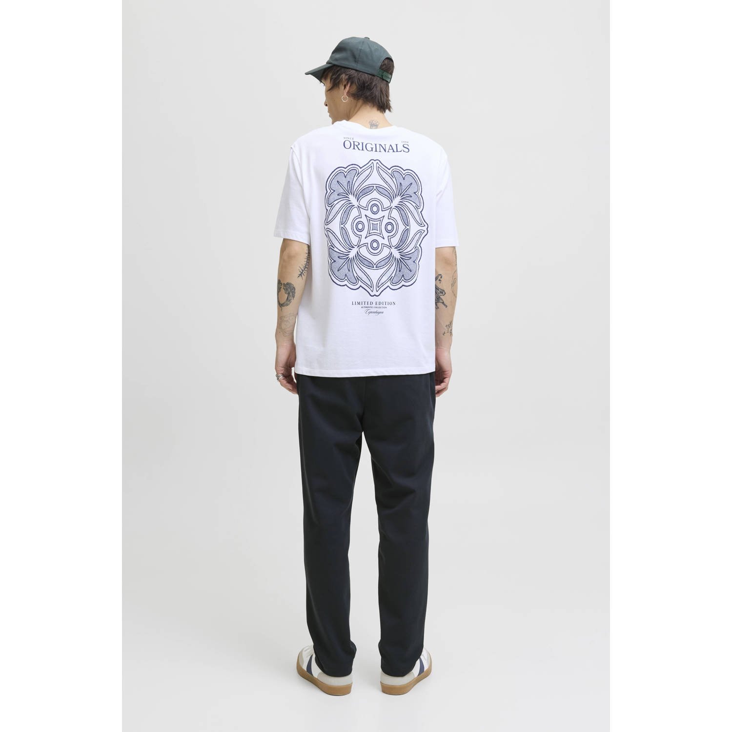 JACK & JONES PANTS STUDIO tapered casual broek donkerblauw