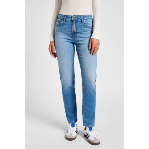 Lee high waist straight leg jeans light blue denim afbeelding