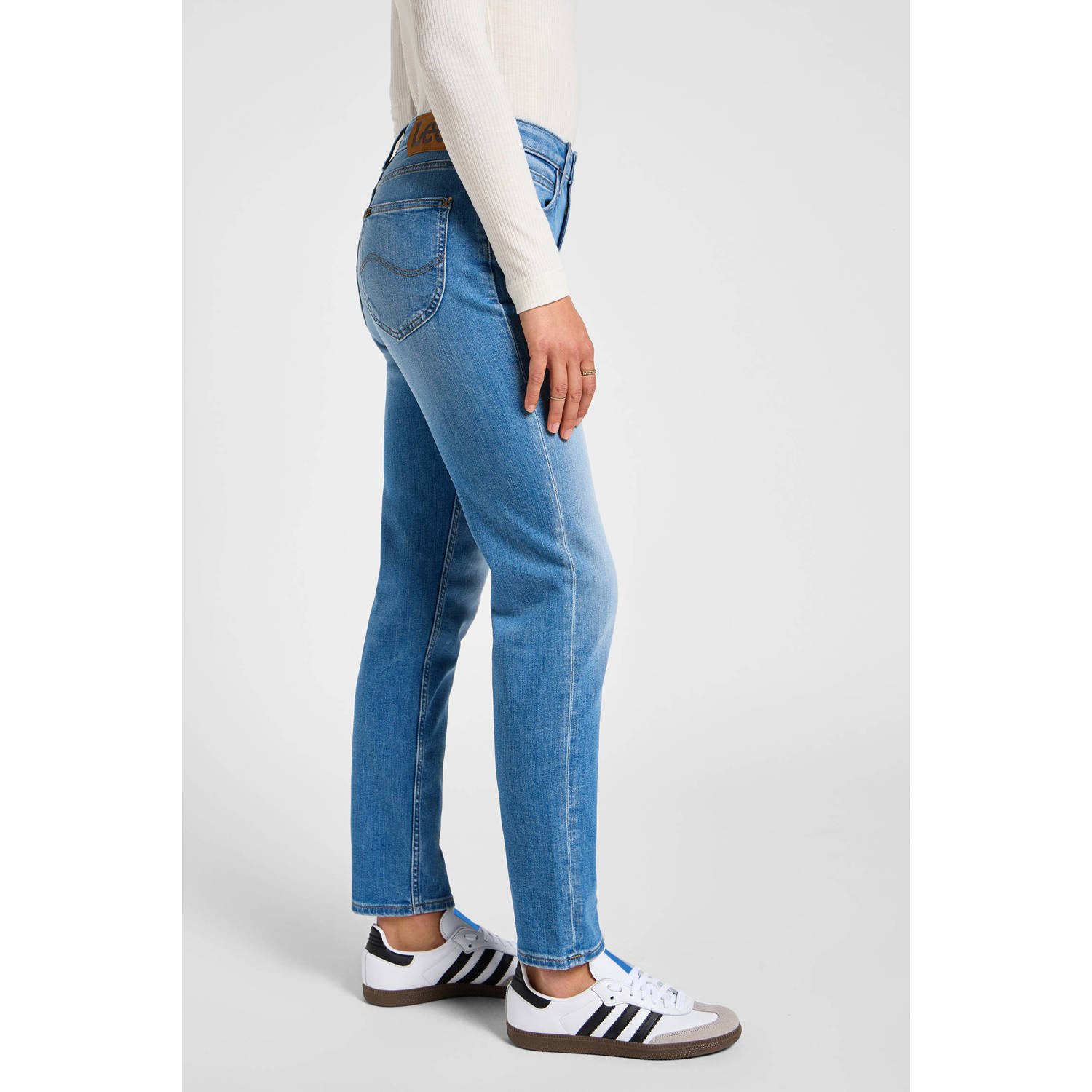 Lee high waist straight leg jeans light blue denim