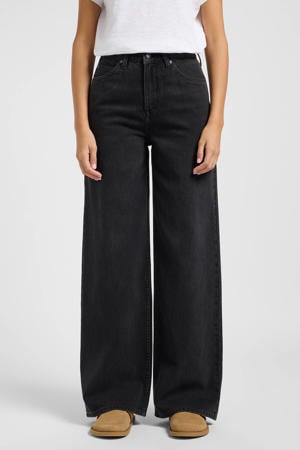 high waist wide leg jeans zwart