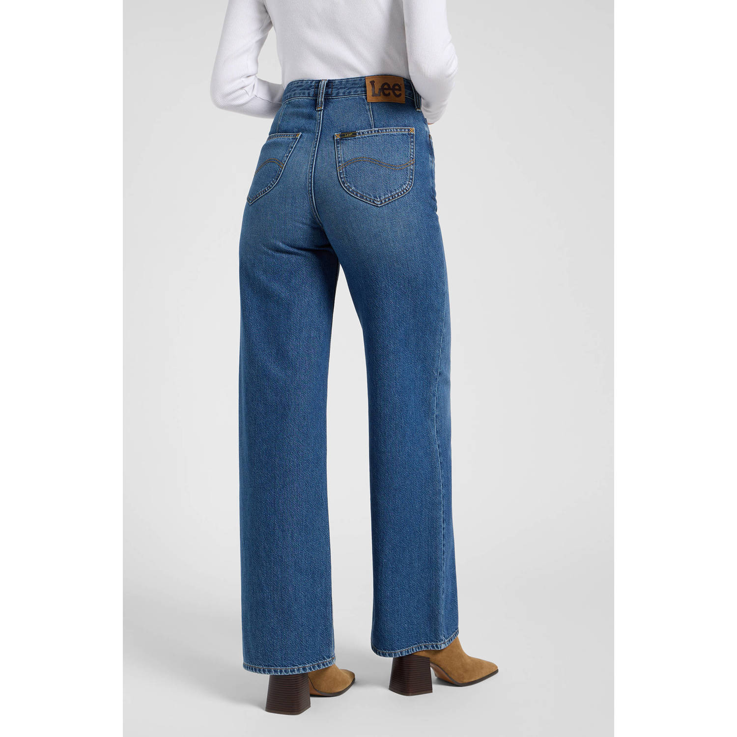 Lee high waist loose fit jeans medium blue denim