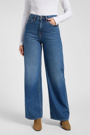high waist loose fit jeans medium blue denim