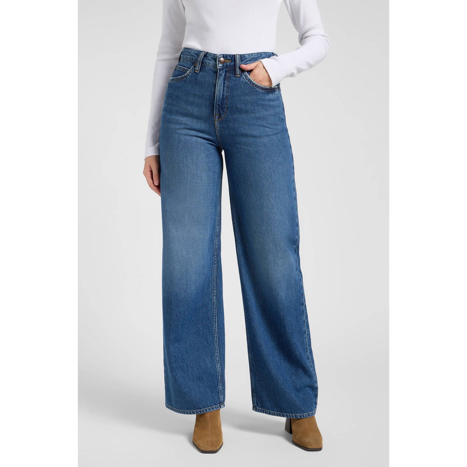 Lee high waist loose fit jeans medium blue denim
