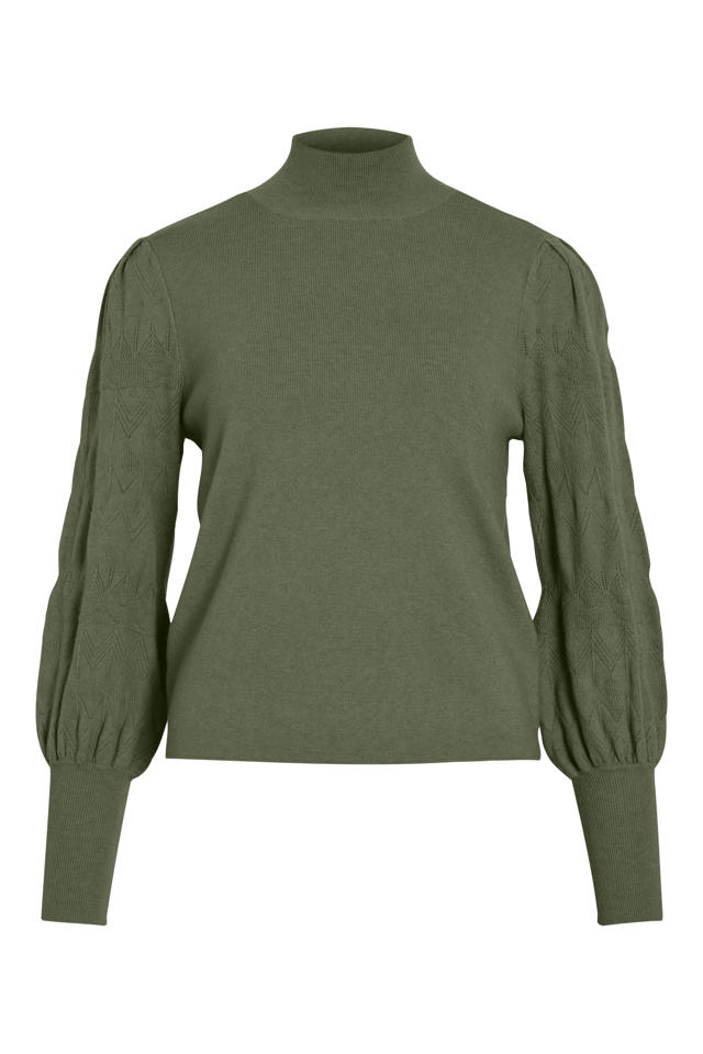 Vila Gebreide pullover met ronde hals, model 'Viril' in rood gemêleerd