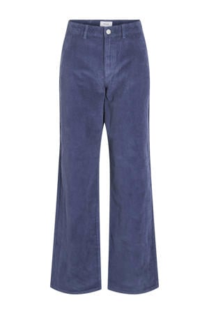 wide leg high waist broek blauw