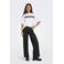 ONLY imitatieleren imitatieleren wide leg regular waist broek zwart
