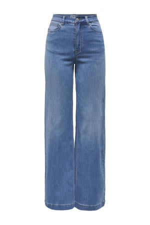 high waist wide leg jeans medium blue denim