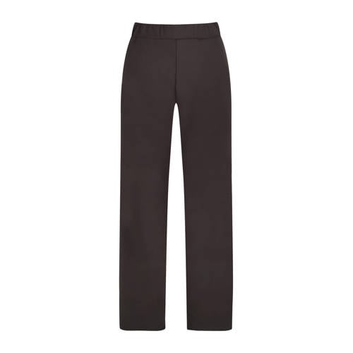 Elvira Collections straight high waist casual broek donkerbruin afbeelding