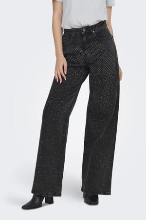 high waist wide leg jeans black denim