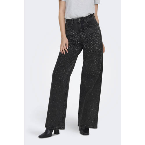 ONLY high waist wide leg jeans black denim afbeelding