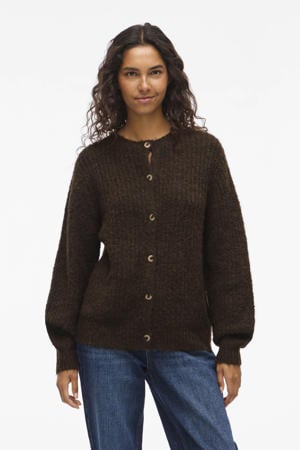 gebreid vest met wol donkerbruin